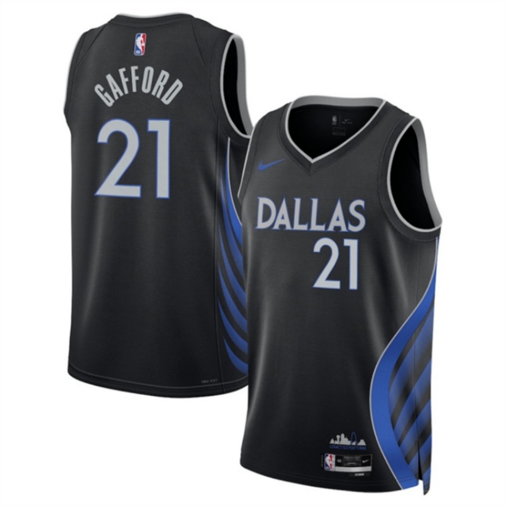 Men's Dallas Mavericks #21 Daniel Gafford Black 2025/26 City Edition Stitched Basketball Jersey