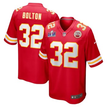 Men's Kansas City Chiefs #32 Nick Bolton Red Super Bowl LVIII Game Jersey Men's Kansas City Chiefs #32 Nick Bolton Red Super Bowl LVIII Game Jersey