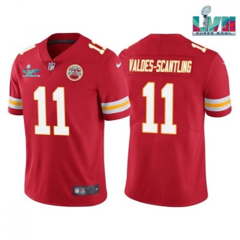 Men's Kansas City Chiefs #11 Marquez Valdes-Scantling Red Super Bowl LVII Patch Vapor Untouchable Limited Stitched Jersey Men's Kansas City Chiefs #11 Marquez Valdes-Scantling Red Super Bowl LVII Patch Vapor Untouchable Limited Stitched Jersey