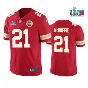 Men's Kansas City Chiefs #21 Trent McDuffie Red Super Bowl LVII Patch Vapor Untouchable Limited Stitched Jersey Men's Kansas City Chiefs #21 Trent McDuffie Red Super Bowl LVII Patch Vapor Untouchable Limited Stitched Jersey