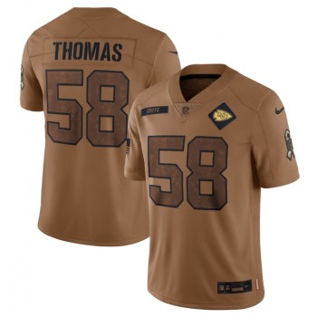 Men's Kansas City Chiefs #58 Derrick Thomas 2023 Brown Salute To Service Limited Stitched Jersey Men's Kansas City Chiefs #58 Derrick Thomas 2023 Brown Salute To Service Limited Stitched Jersey