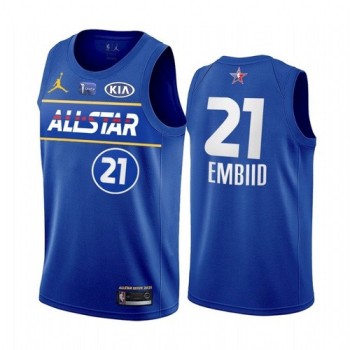 Men's 2021 All-Star #21 Joel Embiid Blue Eastern Conference Stitched NBA Jersey Men's 2021 All-Star #21 Joel Embiid Blue Eastern Conference Stitched NBA Jersey