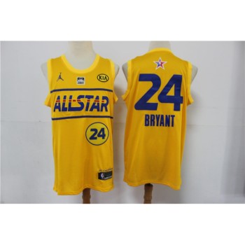 Men's 2021 All-Star #24 Kobe Bryant Yellow Western Conference Stitched NBA Jersey Men's 2021 All-Star #24 Kobe Bryant Yellow Western Conference Stitched NBA Jersey