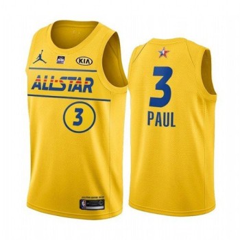 Men's 2021 All-Star #3 Chris Paul Yellow Western Conference Stitched NBA Jersey Men's 2021 All-Star #3 Chris Paul Yellow Western Conference Stitched NBA Jersey