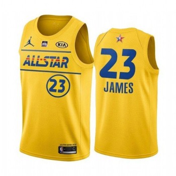 Men's 2021 All-Star Lakers#23 LeBron James Yellow Western Conference Stitched NBA Jersey Men's 2021 All-Star Lakers#23 LeBron James Yellow Western Conference Stitched NBA Jersey
