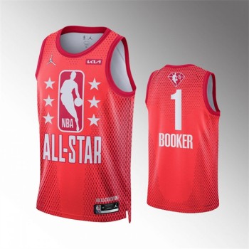 Men's 2022 All-Star #1 Devin Booker Maroon Stitched Jersey Men's 2022 All-Star #1 Devin Booker Maroon Stitched Jersey