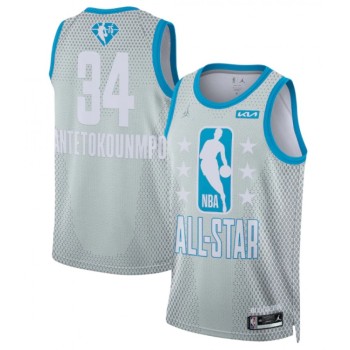 Men's 2022 All-Star #34 Giannis Antetokounmpo Gray Stitched Basketball Jersey Men's 2022 All-Star #34 Giannis Antetokounmpo Gray Stitched Basketball Jersey