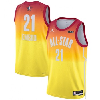 Men's 2023 All-Star #21 Joel Embiid Orange Game Swingman Stitched Basketball Jersey Men's 2023 All-Star #21 Joel Embiid Orange Game Swingman Stitched Basketball Jersey