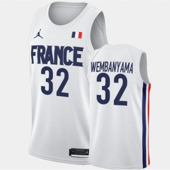 Men's #32 Victor Wembanyama White FR Stitched Basketball Jersey Men's #32 Victor Wembanyama White FR Stitched Basketball Jersey