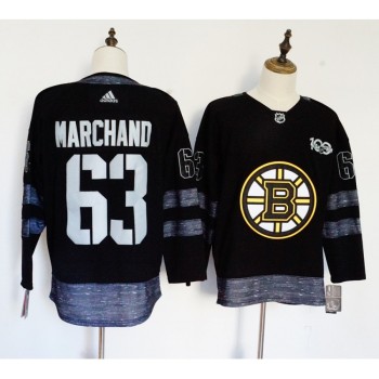 Men's Boston Bruins #63 Brad Marchand Black 1917-2017 100th Anniversary Stitched NHL Jersey Men's Boston Bruins #63 Brad Marchand Black 1917-2017 100th Anniversary Stitched NHL Jersey