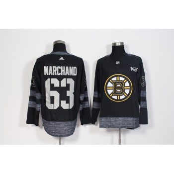 Men's Boston Bruins #63 Brad Marchand Black 1917-2017 100th Anniversary Stitched NHL Jersey Men's Boston Bruins #63 Brad Marchand Black 1917-2017 100th Anniversary Stitched NHL Jersey