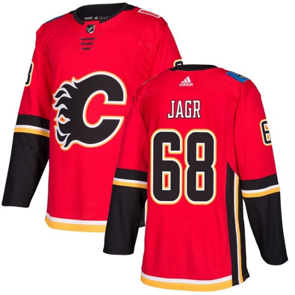 Men's Calgary Flames #68 Jaromir Jagr Red Stitched NHL Jersey