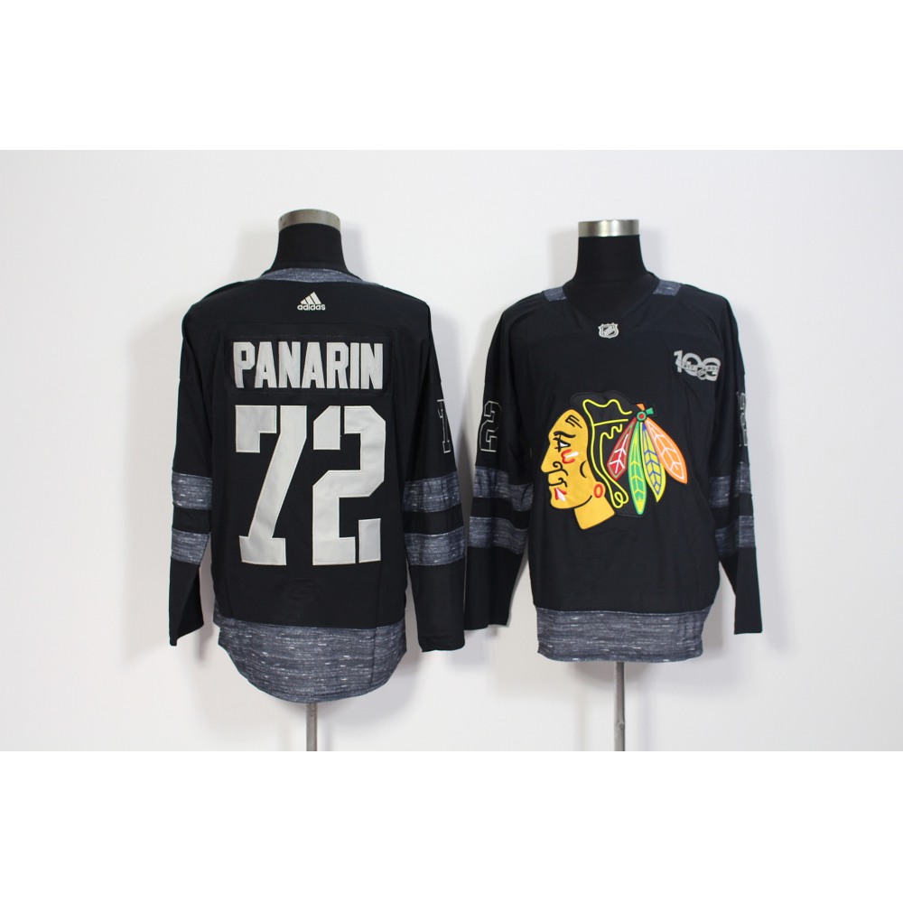 Men's Chicago Blackhawks #72 Artemi Panarin Black 1917-2017 100th Anniversary Stitched NHL Jersey