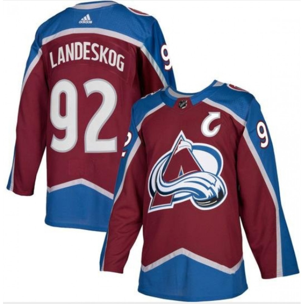 Men's Colorado Avalanche #92 Gabriel Landeskog Burgundy With C Patch Stitched NHL Jersey