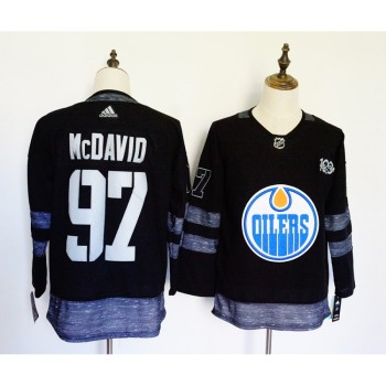 Men's Edmonton Oilers #97 Connor McDavid Black 1917-2017 100th Anniversary Stitched NHL Jersey