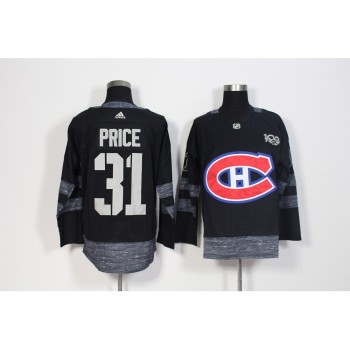 Men's Montreal Canadiens #31 Carey Price Black 1917-2017 100th Anniversary Stitched NHL Jersey