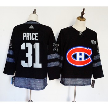 Men's Montreal Canadiens #31 Carey Price Black 1917-2017 100th Anniversary Stitched NHL Jersey Men's Montreal Canadiens #31 Carey Price Black 1917-2017 100th Anniversary Stitched NHL Jersey