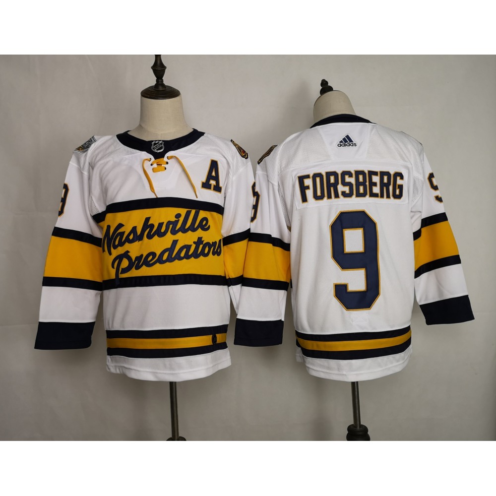 Men's Nashville Predators #9 Filip Forsberg White Stitched NHL Jersey