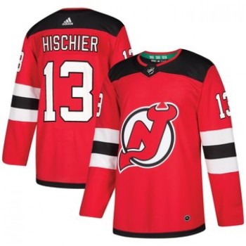 Men's New Jersey Devils #13 Nico Hischier Red Stitched NHL Jersey Men's New Jersey Devils #13 Nico Hischier Red Stitched NHL Jersey