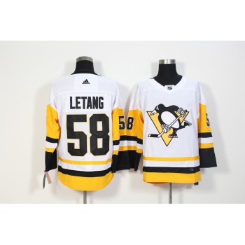 Men's Pittsburgh Penguins #58 Kris Letang White Stitched NHL Jersey