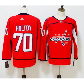 Men's Washington Capitals #70 Braden Holtby Red Stitched NHL Jersey