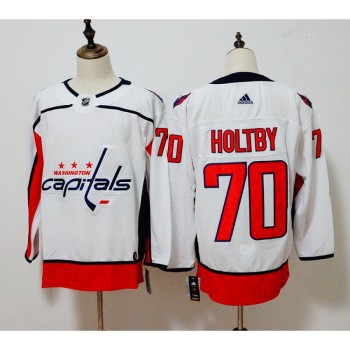 Men's Washington Capitals #70 Braden Holtby White Stitched NHL Jersey
