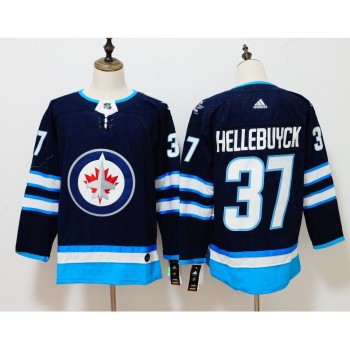 Men's Winnipeg Jets #37 Connor Hellebuyck navy Stitched NHL Jersey