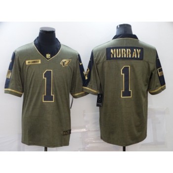 Men's Arizona Cardinals #1 Kyler Murray 2021 Olive Golden Salute To Service Limited Stitched Jersey