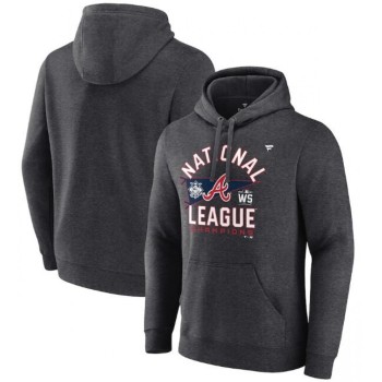 Men's Atlanta Braves 2021 Heathered Charcoal National League Champions Locker Room Pullover Hoodie Men's Atlanta Braves 2021 Heathered Charcoal National League Champions Locker Room Pullover Hoodie