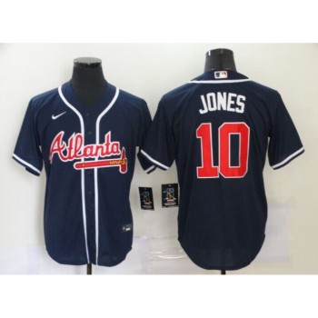 Men's Atlanta Braves #10 Chipper Jones Navy Cool Base Stitched Baseball Jersey