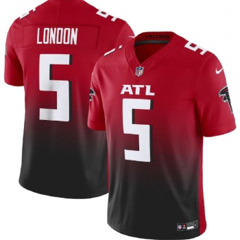 Men's Atlanta Falcons #5 Drake London Red/Black 2023 F.U.S.E. Vapor Untouchable Limited Stitched Football Jersey