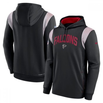Men's Atlanta Falcons Black Sideline Stack Performance Pullover Hoodie 002 Men's Atlanta Falcons Black Sideline Stack Performance Pullover Hoodie 002