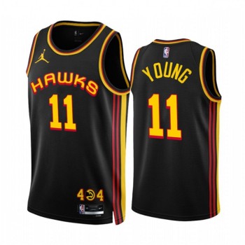 Men's Atlanta Hawks #11 Trae Young 2022/23 Black Statement Edition Stitched Jersey Men's Atlanta Hawks #11 Trae Young 2022/23 Black Statement Edition Stitched Jersey