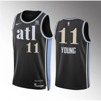 Men's Atlanta Hawks #11 Trae Young 2023/24 Black City Edition Stitched Basketball Jersey Men's Atlanta Hawks #11 Trae Young 2023/24 Black City Edition Stitched Basketball Jersey