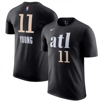 Men's Atlanta Hawks #11 Trae Young Black 2023/24 City Edition Name & Number T-Shirt Men's Atlanta Hawks #11 Trae Young Black 2023/24 City Edition Name & Number T-Shirt