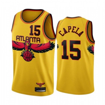 Men's Atlanta Hawks #15 Clint Capela 2021/22 Yellow City Edition Stitched Jersey Men's Atlanta Hawks #15 Clint Capela 2021/22 Yellow City Edition Stitched Jersey