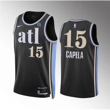 Men's Atlanta Hawks #15 Clint Capela 2023/24 Black City Edition Stitched Basketball Jersey Men's Atlanta Hawks #15 Clint Capela 2023/24 Black City Edition Stitched Basketball Jersey