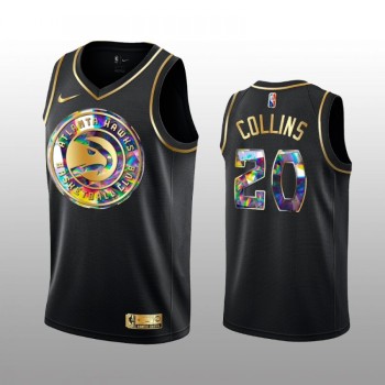 Men's Atlanta Hawks #20 John Collins 2021/22 Black Golden Edition 75th Anniversary Diamond Logo Stitched Basketball Jersey Men's Atlanta Hawks #20 John Collins 2021/22 Black Golden Edition 75th Anniversary Diamond Logo Stitched Basketball Jersey