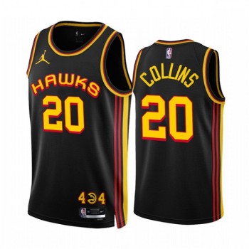 Men's Atlanta Hawks #20 John Collins 2022/23 Black Statement Edition Stitched Jersey Men's Atlanta Hawks #20 John Collins 2022/23 Black Statement Edition Stitched Jersey