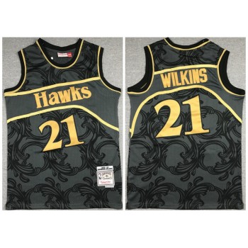 Men's Atlanta Hawks #21 Dominique Wilkins Black Throwback Stitched Jersey Men's Atlanta Hawks #21 Dominique Wilkins Black Throwback Stitched Jersey