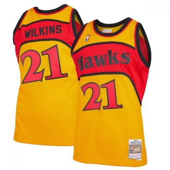 Men's Atlanta Hawks #21 Dominique Wilkins Orange and Red 1986-87 Throwback Swingman Stitched Jersey Men's Atlanta Hawks #21 Dominique Wilkins Orange and Red 1986-87 Throwback Swingman Stitched Jersey