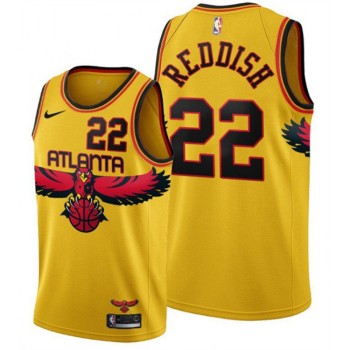 Men's Atlanta Hawks #22 Cam Reddish 2021/22 Yellow City Edition Stitched Jersey Men's Atlanta Hawks #22 Cam Reddish 2021/22 Yellow City Edition Stitched Jersey