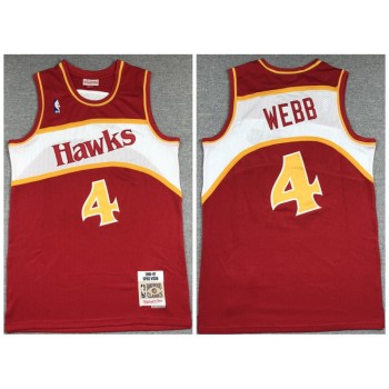 Men's Atlanta Hawks #4 Spud Webb Red 1986-87 Throwback Stitched Jersey Men's Atlanta Hawks #4 Spud Webb Red 1986-87 Throwback Stitched Jersey