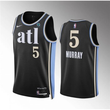 Men's Atlanta Hawks #5 Dejounte Murray 2023/24 Black City Edition Stitched Basketball Jersey Men's Atlanta Hawks #5 Dejounte Murray 2023/24 Black City Edition Stitched Basketball Jersey