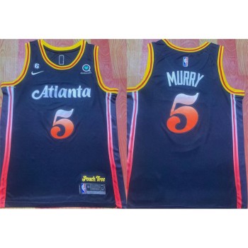 Men's Atlanta Hawks #5 Dejounte Murray Black 2022/23 City Edition With NO.6 Patch Stitched Jersey Men's Atlanta Hawks #5 Dejounte Murray Black 2022/23 City Edition With NO.6 Patch Stitched Jersey