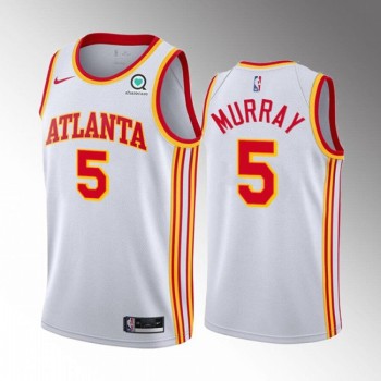Men's Atlanta Hawks #5 Dejounte Murray White Stitched Jersey Men's Atlanta Hawks #5 Dejounte Murray White Stitched Jersey