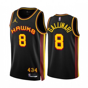 Men's Atlanta Hawks #8 Danilo Gallinari 2022/23 Black Statement Edition Stitched Jersey Men's Atlanta Hawks #8 Danilo Gallinari 2022/23 Black Statement Edition Stitched Jersey