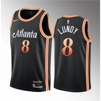 Men's Atlanta Hawks #8 Seth Lundy Black 2023 Draft City Edition Stitched Jersey Men's Atlanta Hawks #8 Seth Lundy Black 2023 Draft City Edition Stitched Jersey