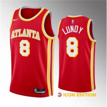 Men's Atlanta Hawks #8 Seth Lundy Red 2023 Draft Icon Edition Stitched Jersey Men's Atlanta Hawks #8 Seth Lundy Red 2023 Draft Icon Edition Stitched Jersey