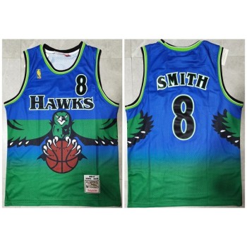 Men's Atlanta Hawks #8 Steve Smith Blue and Green 1996-97 Throwback Swingman Stitched Jersey Men's Atlanta Hawks #8 Steve Smith Blue and Green 1996-97 Throwback Swingman Stitched Jersey